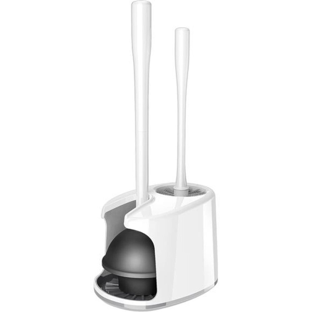 Toilet Plunger and Bowl Brush Set Heavy Duty Bathroom Cleaning Tool White